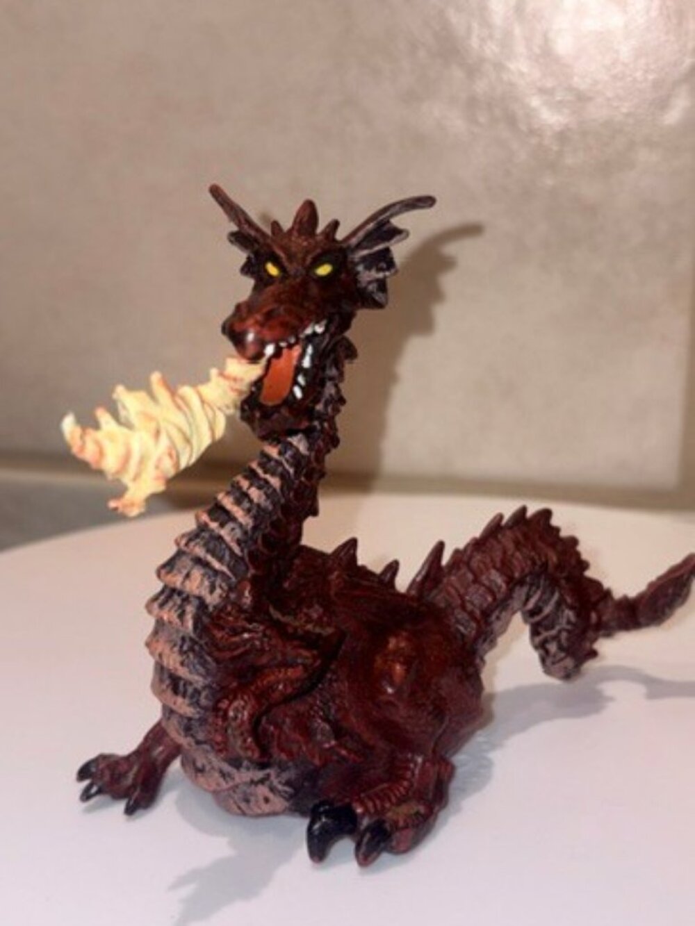 Vintage 1999 Papo Fire Breathing Red Dragon Figure Medieval Fantasy Toy 4x5"